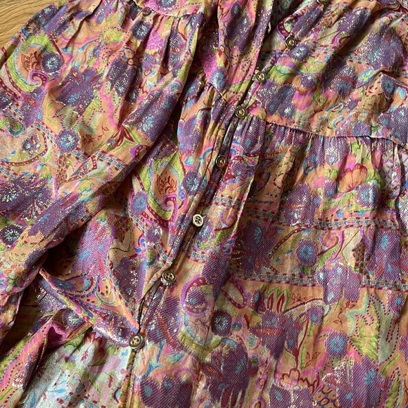 NWT Free People Paisley Chiffon Maxi Dress Silk Blend Small - Picture 9 of 15